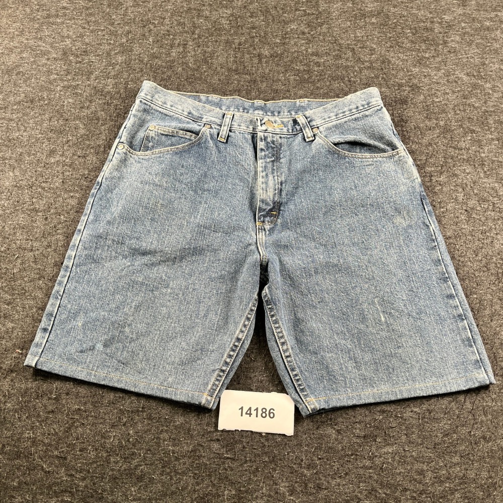 Wrangler Relaxed Fit Shorts Mens 34 Blue Denim Cotton Medium Wash Flat Front